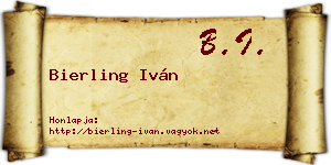 Bierling Iván névjegykártya